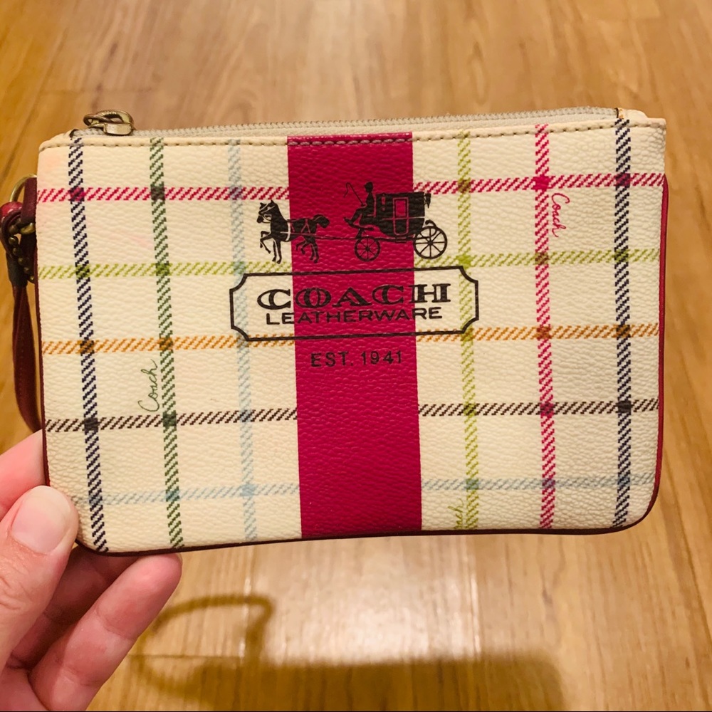 Coach wristlet pink and cream